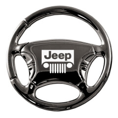 Breloc  in forma de volan  Jeep Grill Logo negru