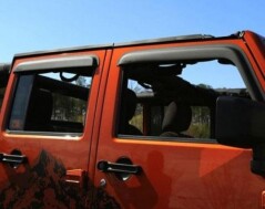 Window Rain Deflectors, Front and Rear, Matte Black, Rugged Ridge, Jeep Wrangler 4-Door (JK) 2007-2018