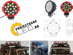 SET 2 Proiectoare LED Rotunde 6 inch ROSII   - 51W, 3825 lumeni, FLOOD Beam 60 grade