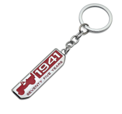 Jeep SEVENTY FIVE YEARS 1941 Keychain - Silver/Red