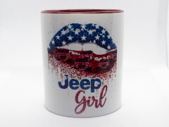Lips Jeep Car Girl - Ceramic Coffee Mug, Tea Cup - BURGUNDY| Best Gift
